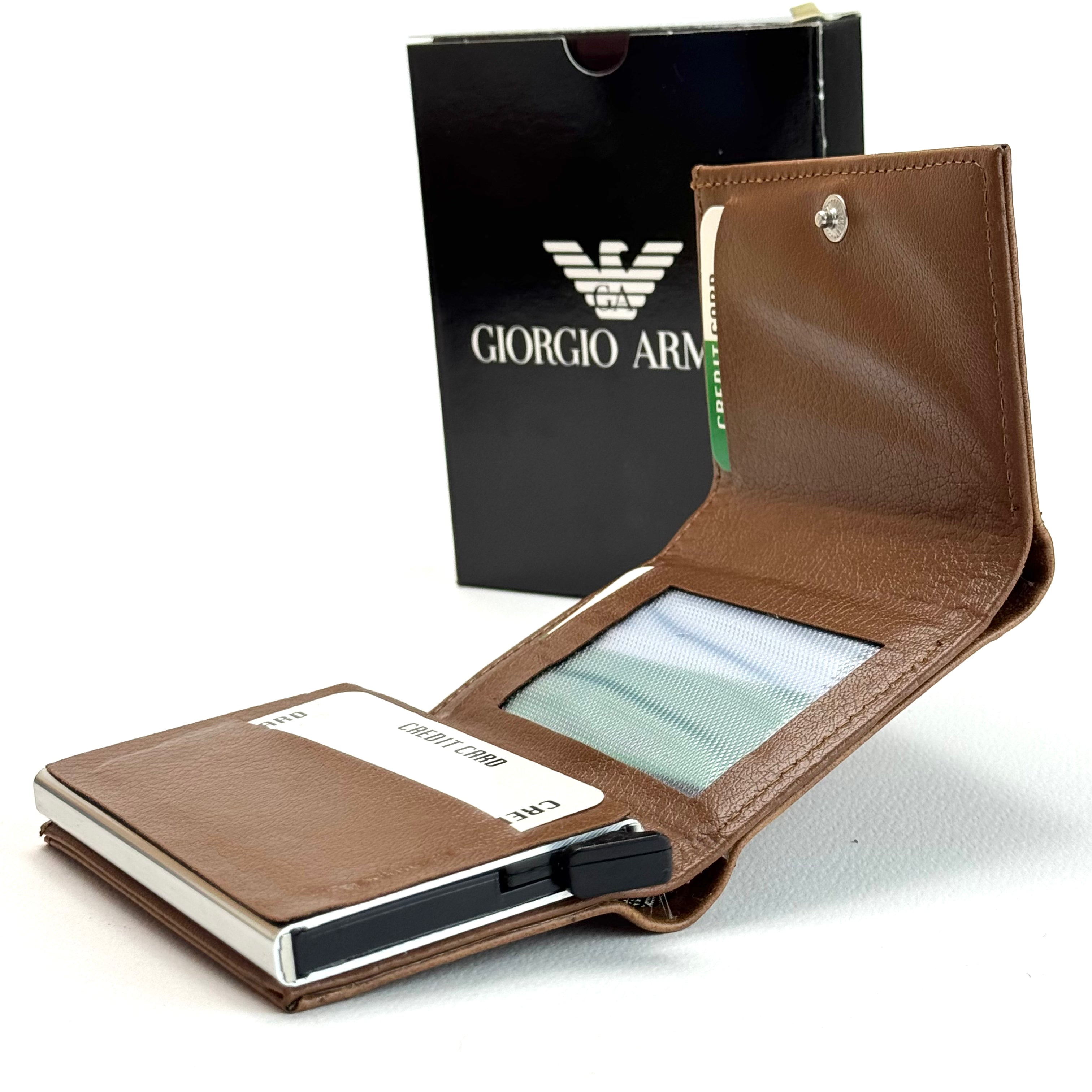 Armani Leather Vertical Wallet – Brown Lebanon - ChronoVault