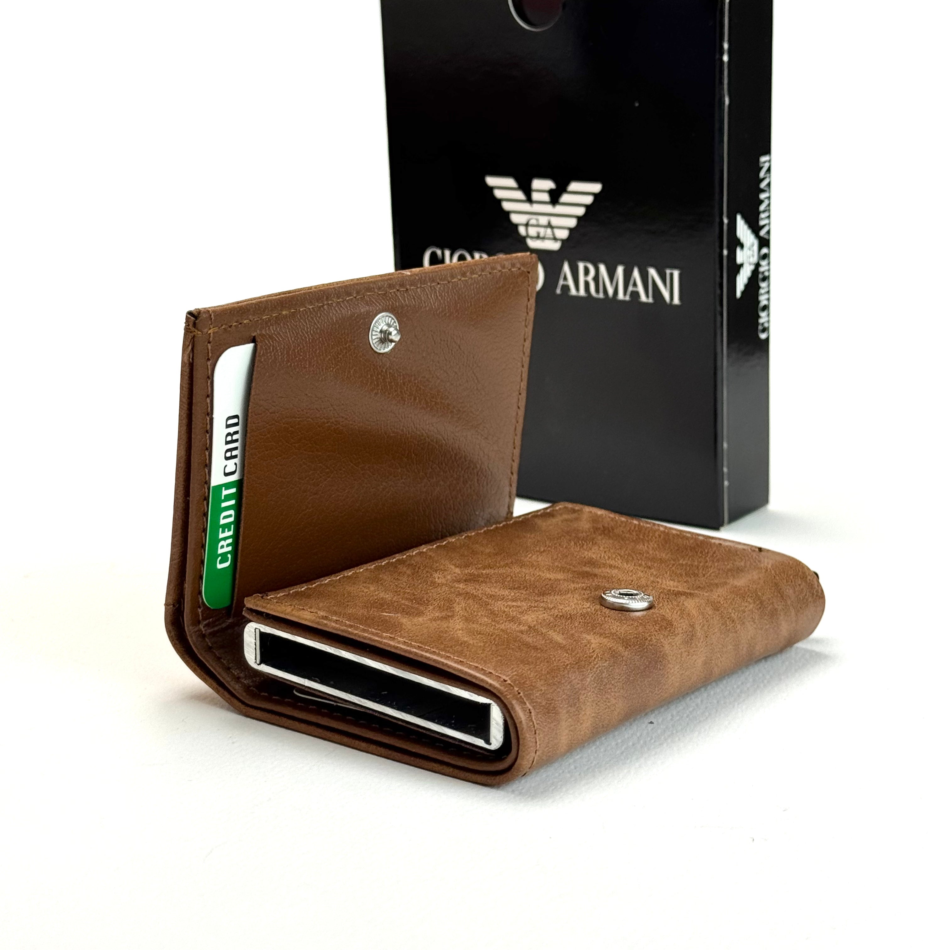 Armani Leather Vertical Wallet – Brown Lebanon - ChronoVault