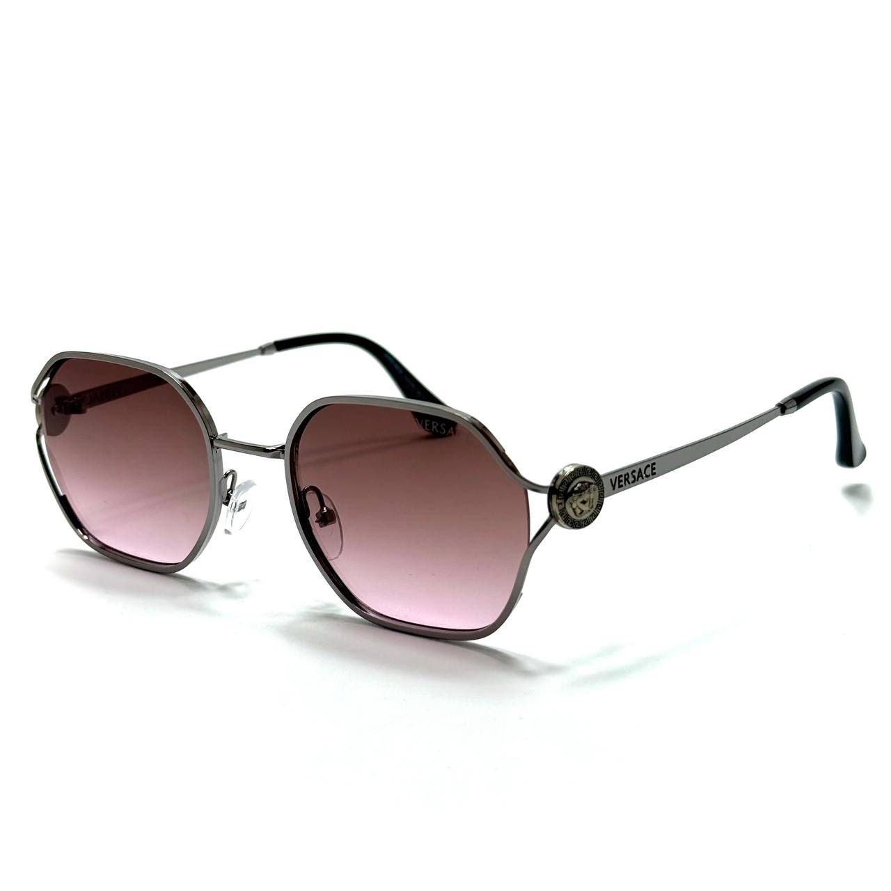 Versace Geometric Sunglasses – Silver / Pink Gradient