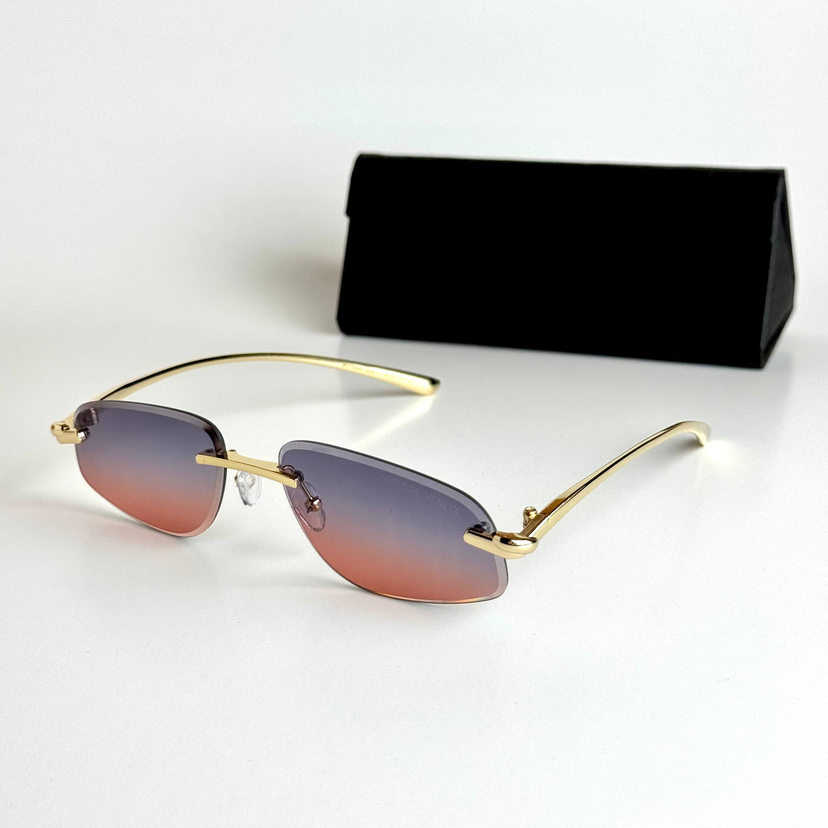 Bottega Veneta Rimless Gold Pink Gradient Sunglasses Lebanon - ChronoVault - view 3