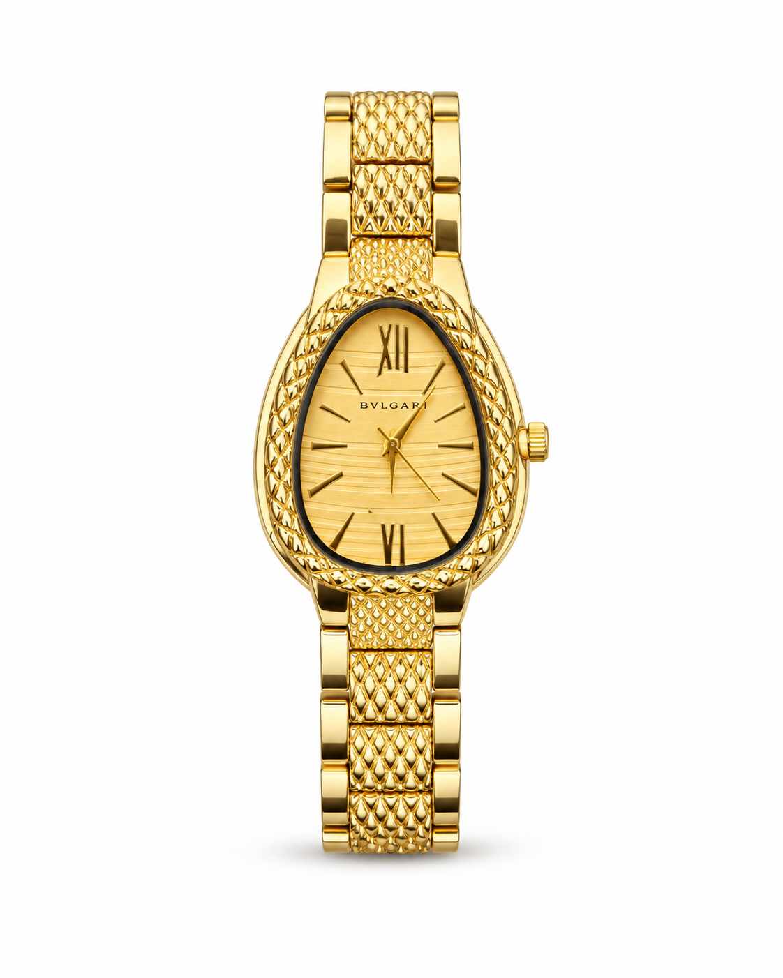 Bvlgari Serpenti women's watch Lebanon - full gold snake-head case with textured serpent-scale finish, gold dial with Roman numerals, scale-textured gold bracelet