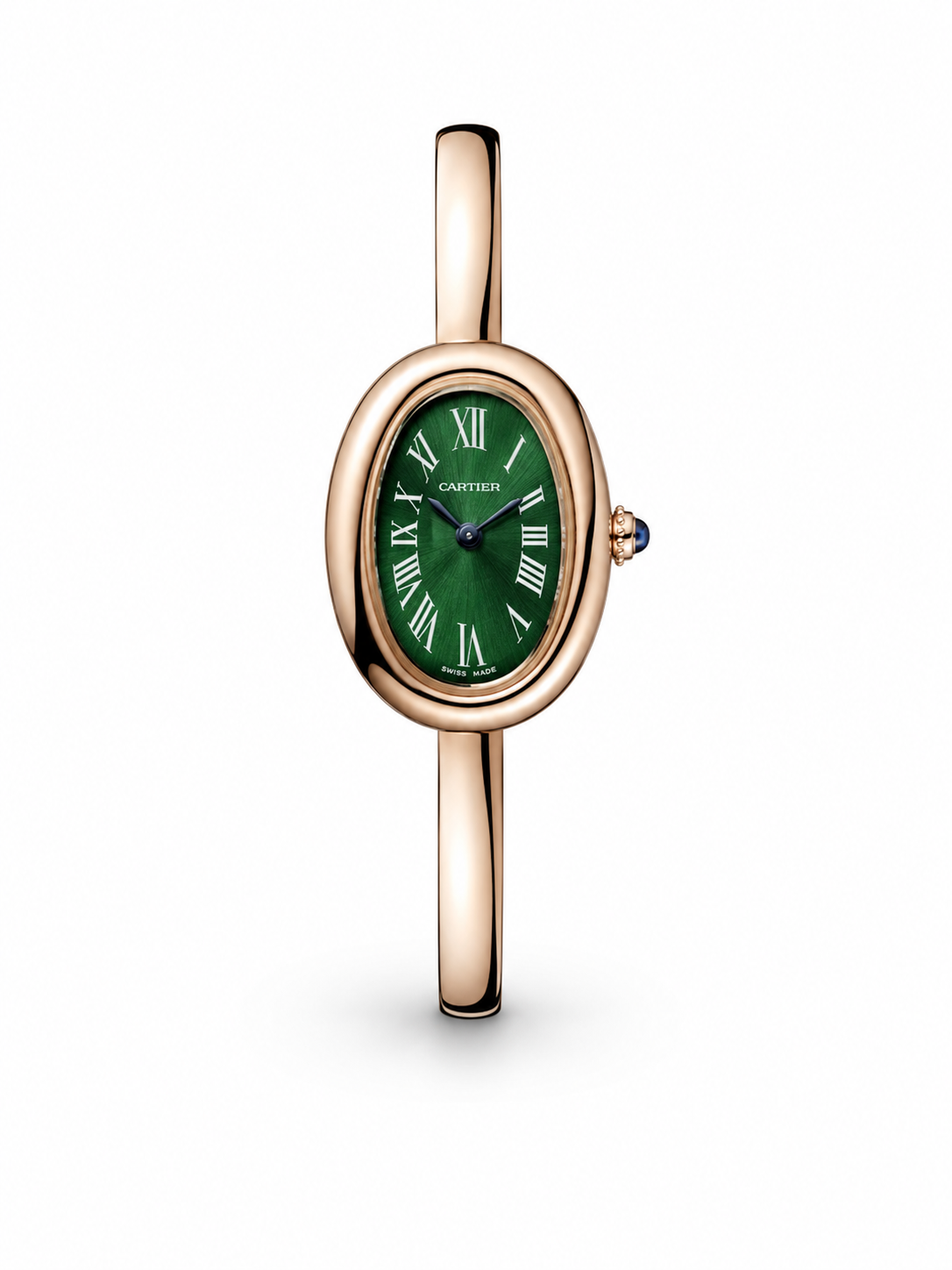 Cartier Baignoire Small Model Rose Gold Green Roman Dial Women Watch Front View Lebanon - ChronoVault