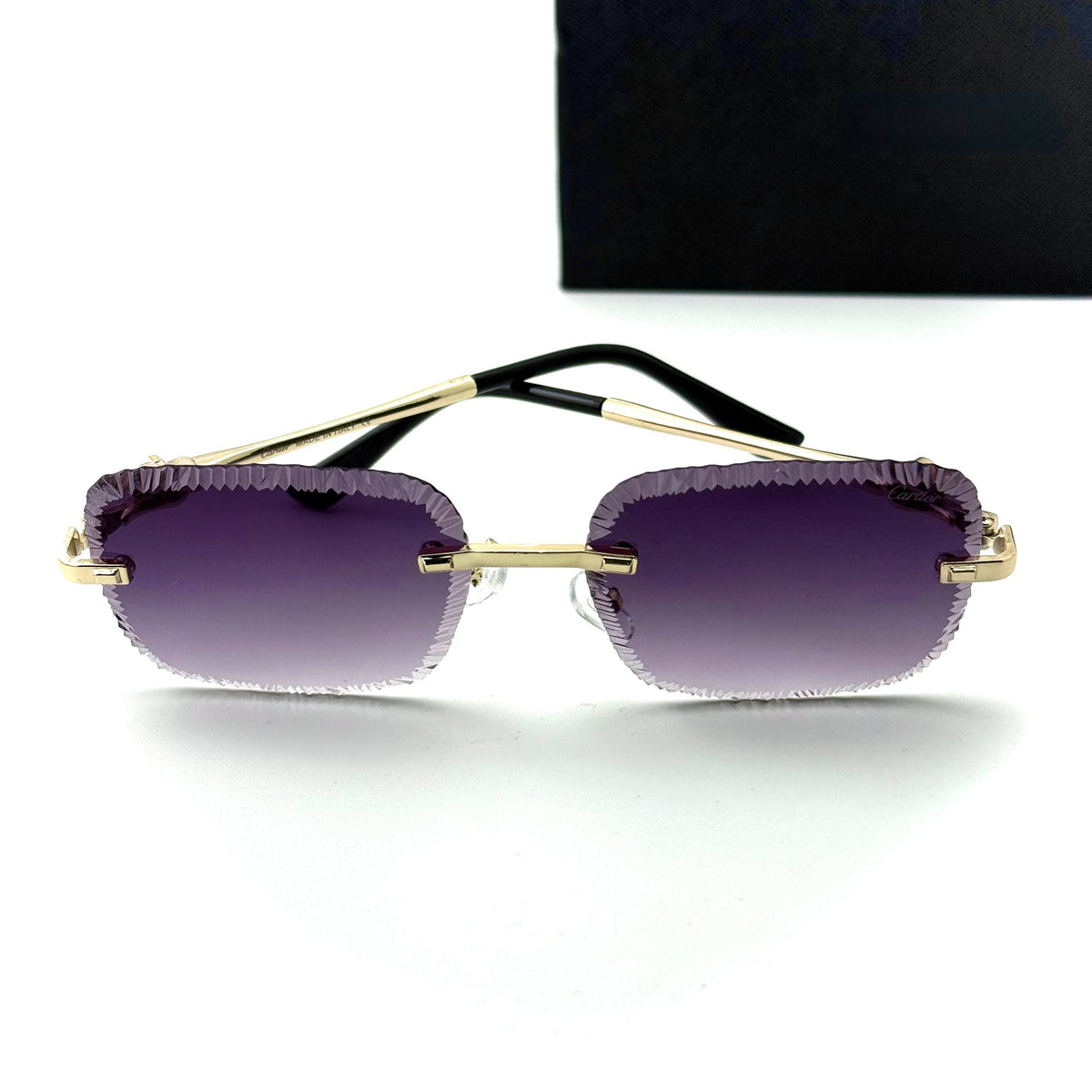 Cartier Rimless CT0518S unisex sunglasses Lebanon - Gold frame, Violet Gradient lenses - ChronoVault - view 4