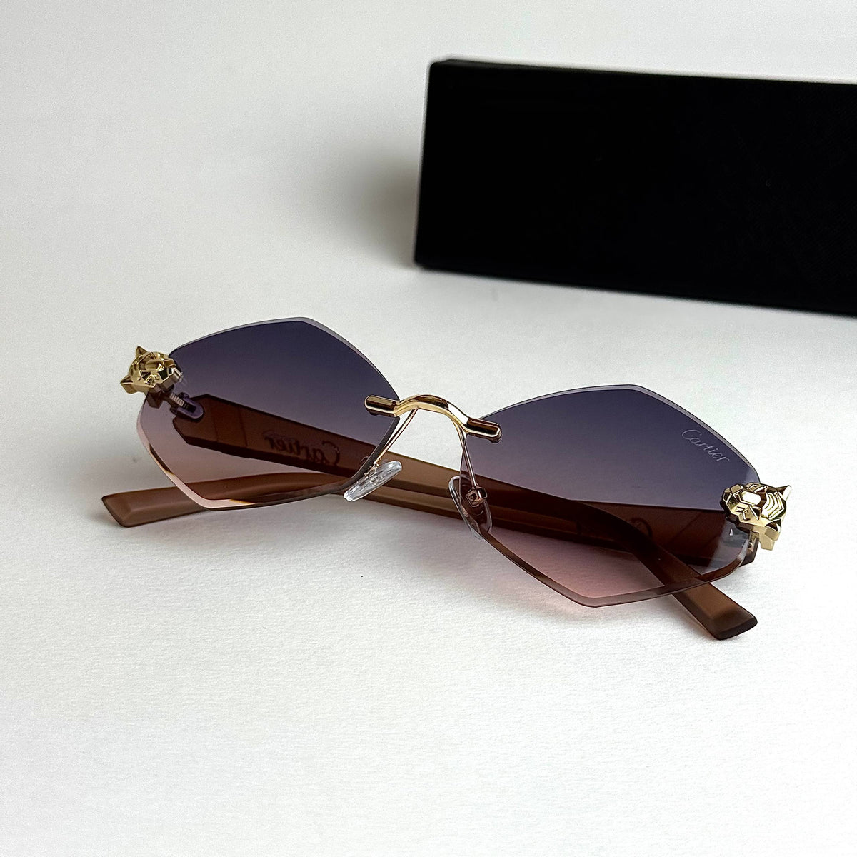 Cartier Rimless Prestige Purple Gold Gradient men's sunglasses Lebanon - ChronoVault - view 5