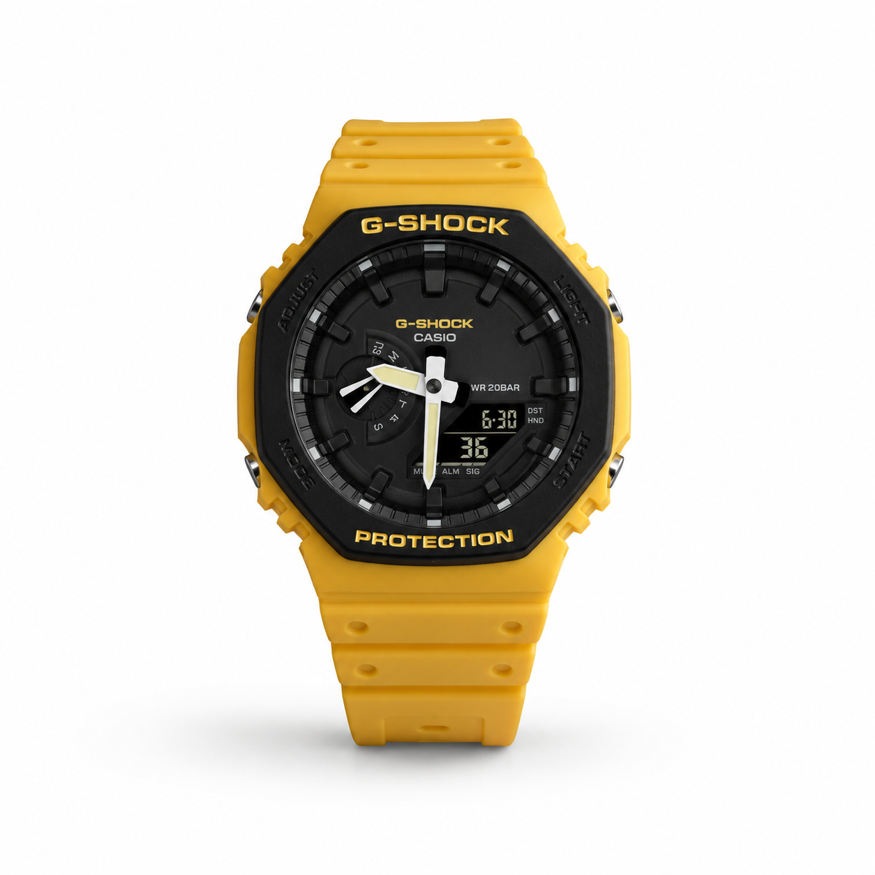 Casio G-Shock Yellow Black Ana-Digi Men Watch Front View Lebanon - ChronoVault