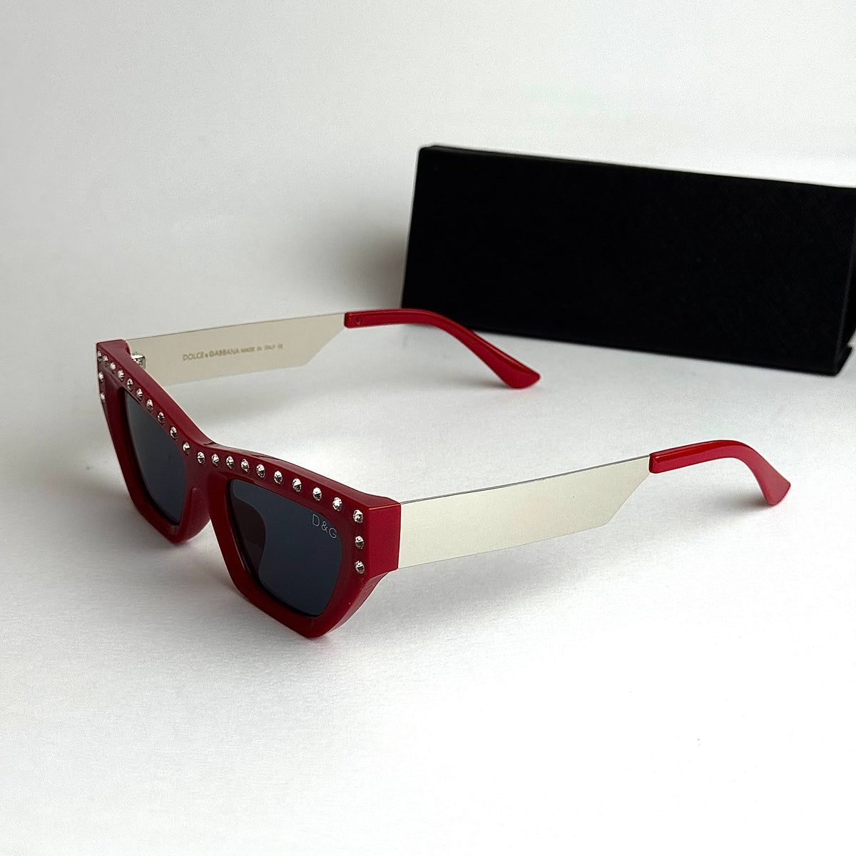 Dolce & Gabbana DG Crystal Red Black Sunglasses Lebanon - ChronoVault - view 3