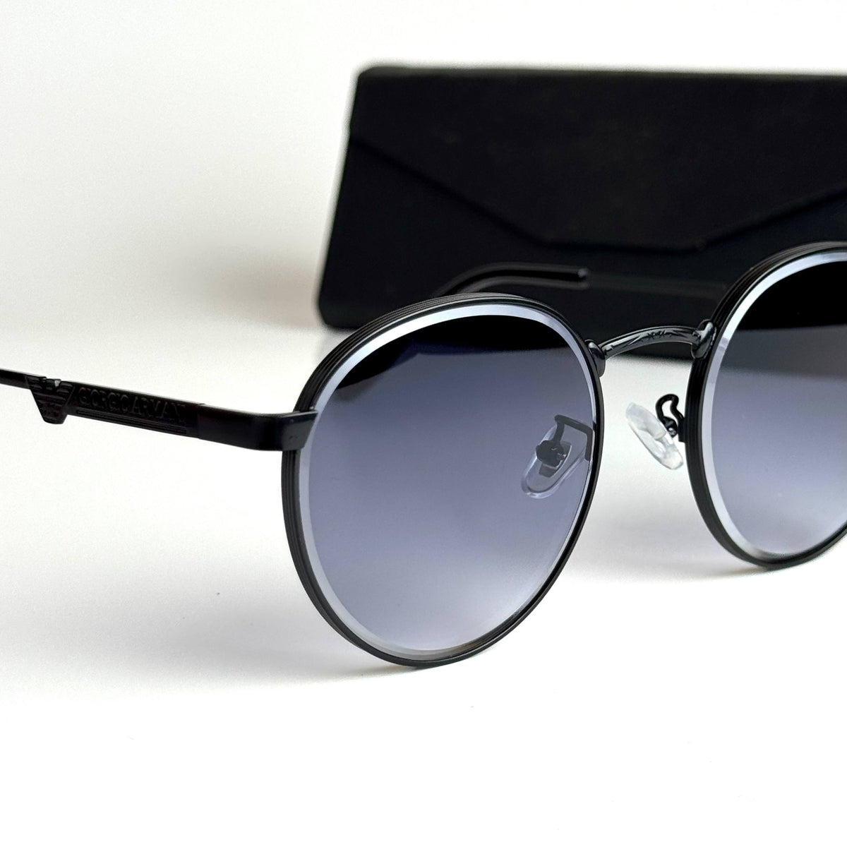 Giorgio Armani Round GA2157 Matte Black Grey Sunglasses Lebanon - ChronoVault - view 4