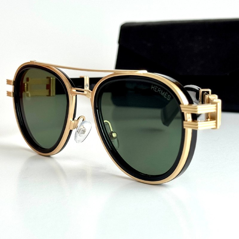 Hermès Round H08S Gold Green Sunglasses Front View Lebanon - ChronoVault - view 4