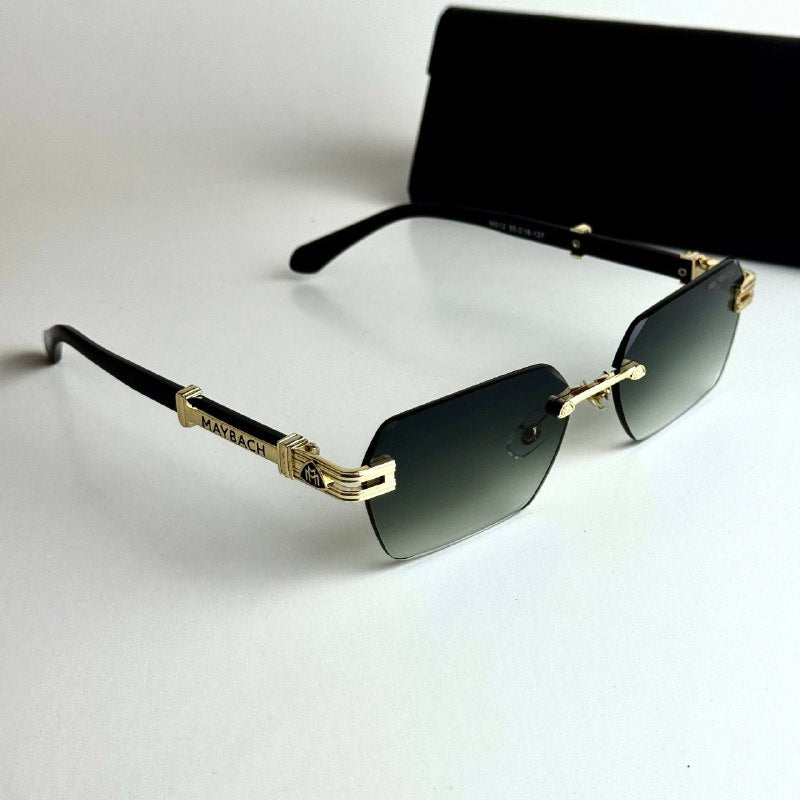 Maybach The Diplomat unisex sunglasses Lebanon - Gold with black temples frame, Green Gradient lenses - ChronoVault - view 2