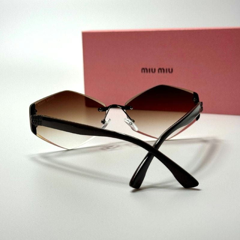 Miu Miu Geometric Rimless SMU18Z Black Brown Gradient women's sunglasses Lebanon - ChronoVault - view 4