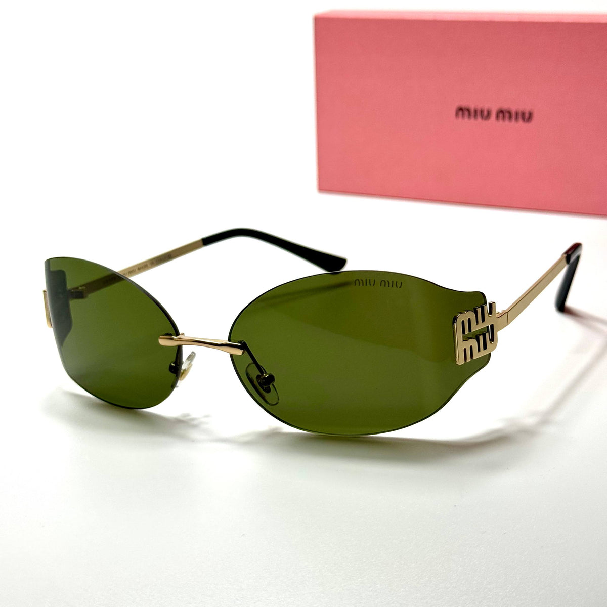 Miu Miu Logo Rimless MU 54YS Gold Green women's sunglasses Lebanon - ChronoVault