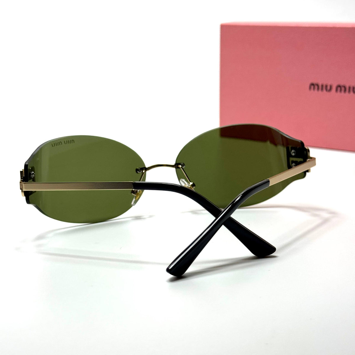 Miu Miu Logo Rimless MU 54YS Gold Green women's sunglasses Lebanon - ChronoVault - view 3