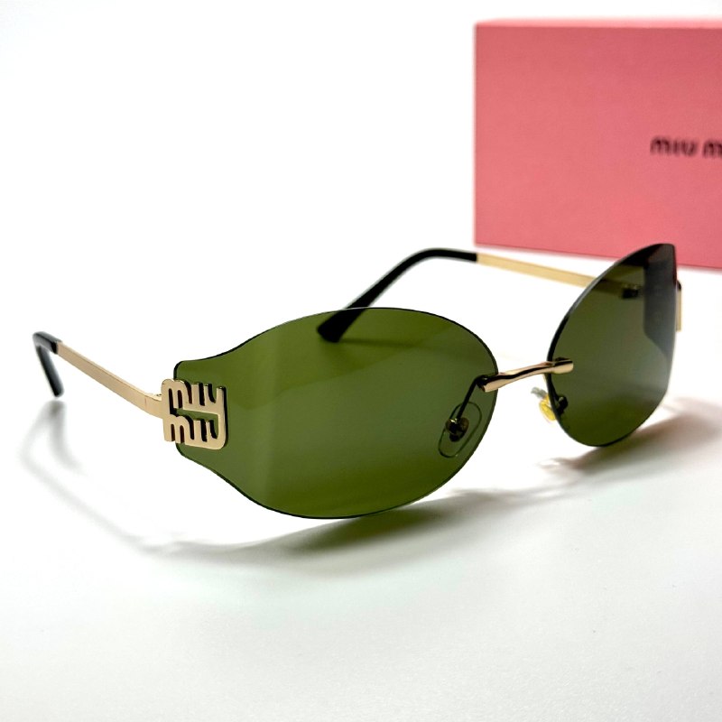 Miu Miu Logo Rimless MU 54YS Gold Green women's sunglasses Lebanon - ChronoVault - view 4