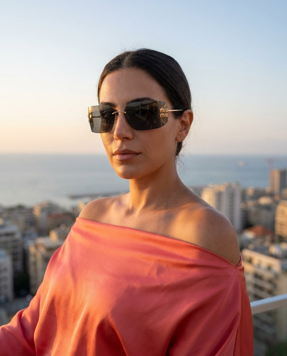 Miu Miu MU A51S Pale Gold Sunglasses Lifestyle Lebanon – ChronoVault