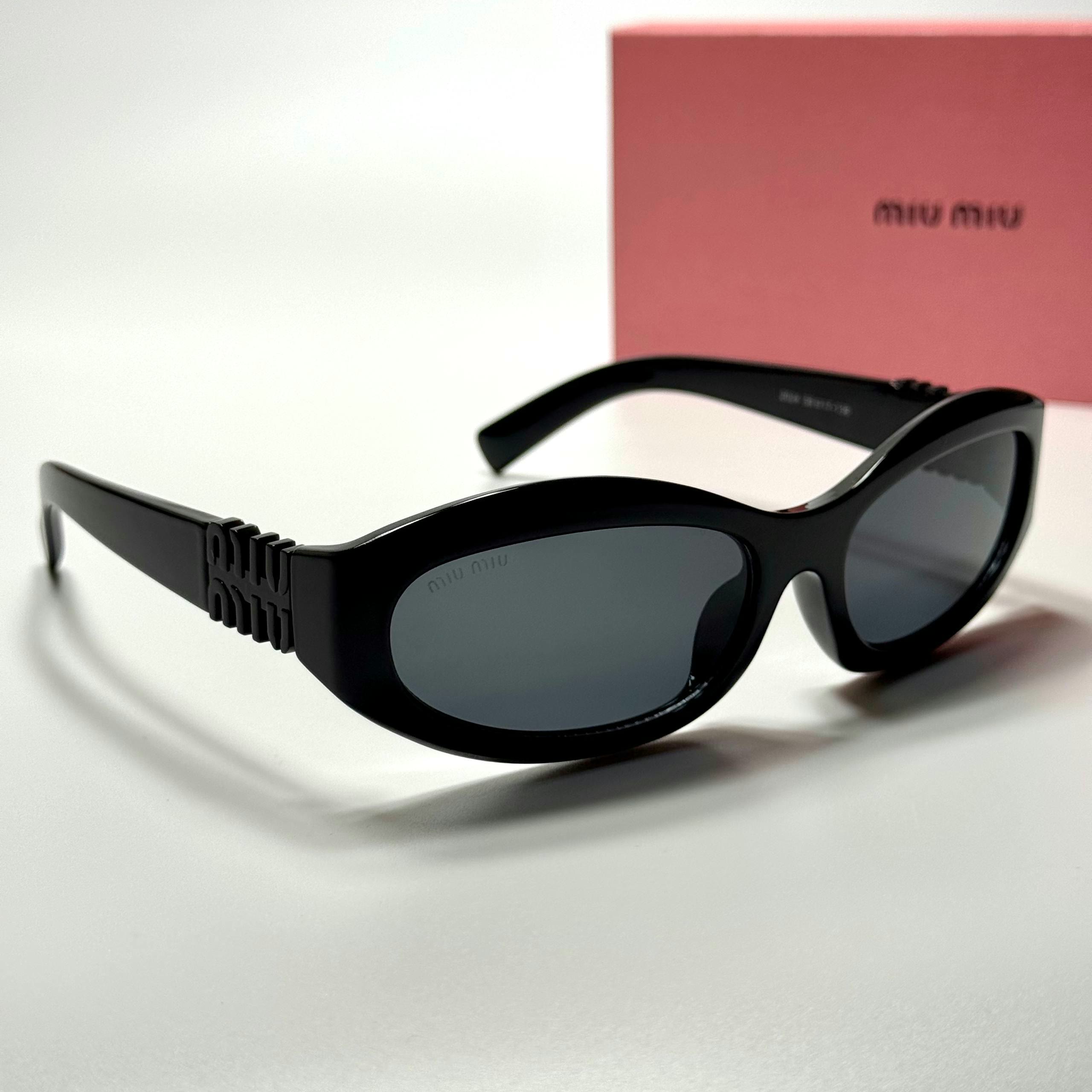 Miu Miu Oval SMU09Z Black Grey women's sunglasses Lebanon - ChronoVault - view 3
