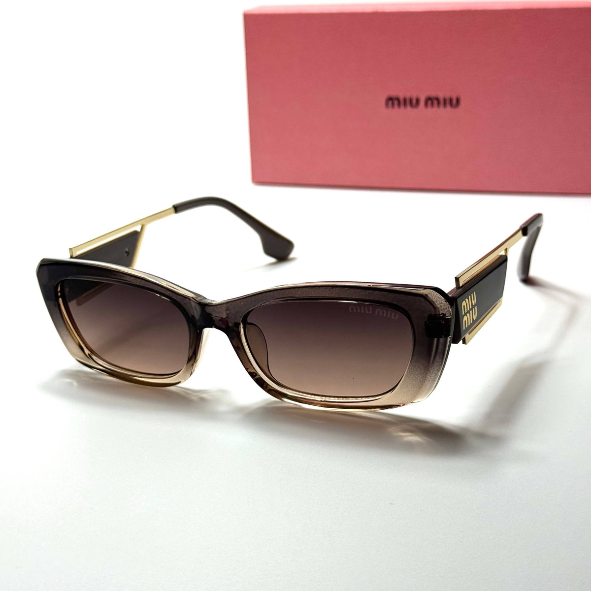 Miu Miu Rectangle SMU70Z Brown Gold women's sunglasses Lebanon - ChronoVault