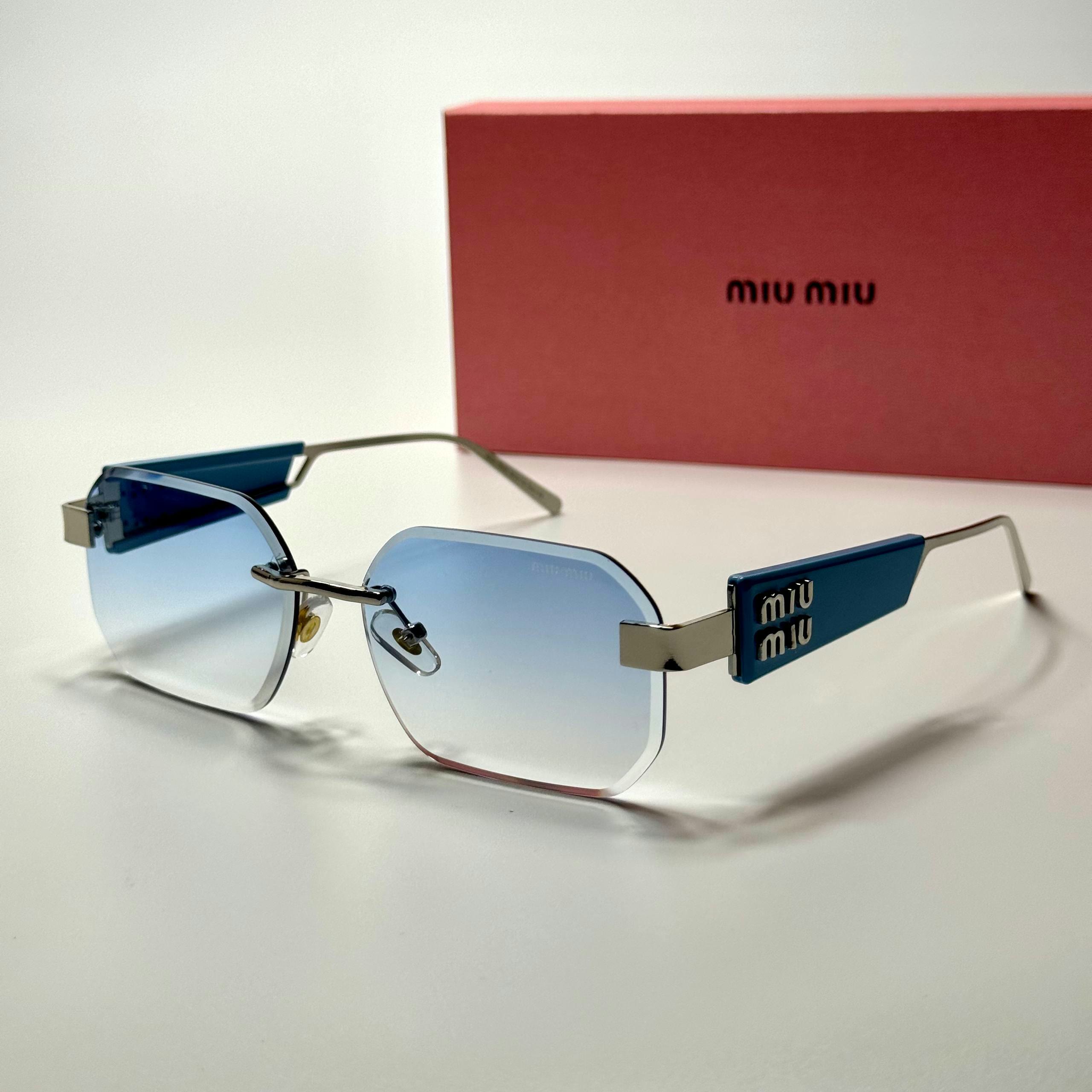 Miu Miu Rectangular Rimless SMU13Z Blue Silver women's sunglasses Lebanon - ChronoVault