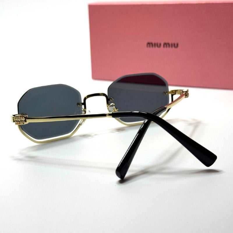 Miu Miu Rimless Octagonal SMU71Z Gold Black women's sunglasses Lebanon - ChronoVault - view 3