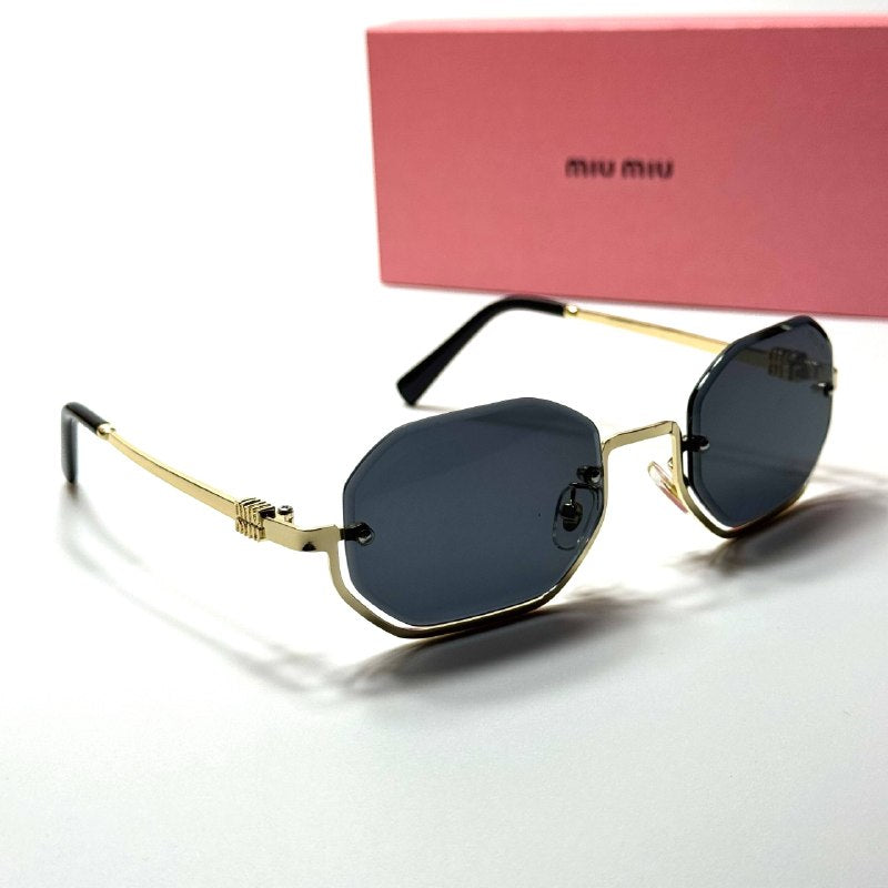 Miu Miu Rimless Octagonal SMU71Z Gold Black women's sunglasses Lebanon - ChronoVault - view 4