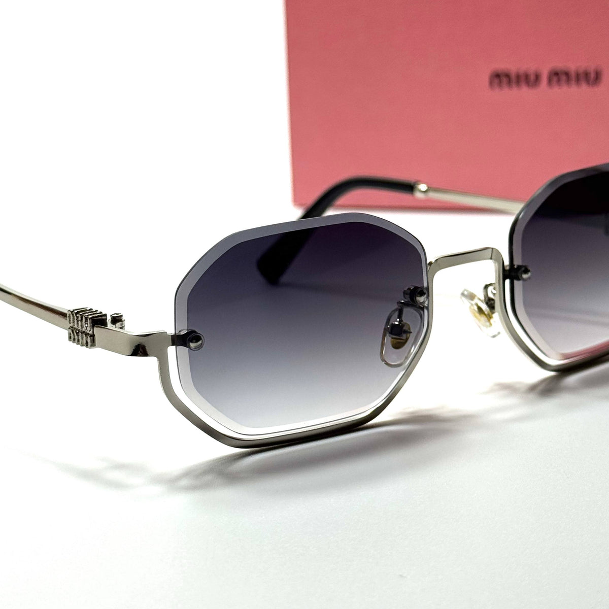 Miu Miu Rimless Octagonal SMU71Z Silver Grey women's sunglasses Lebanon - ChronoVault - view 2