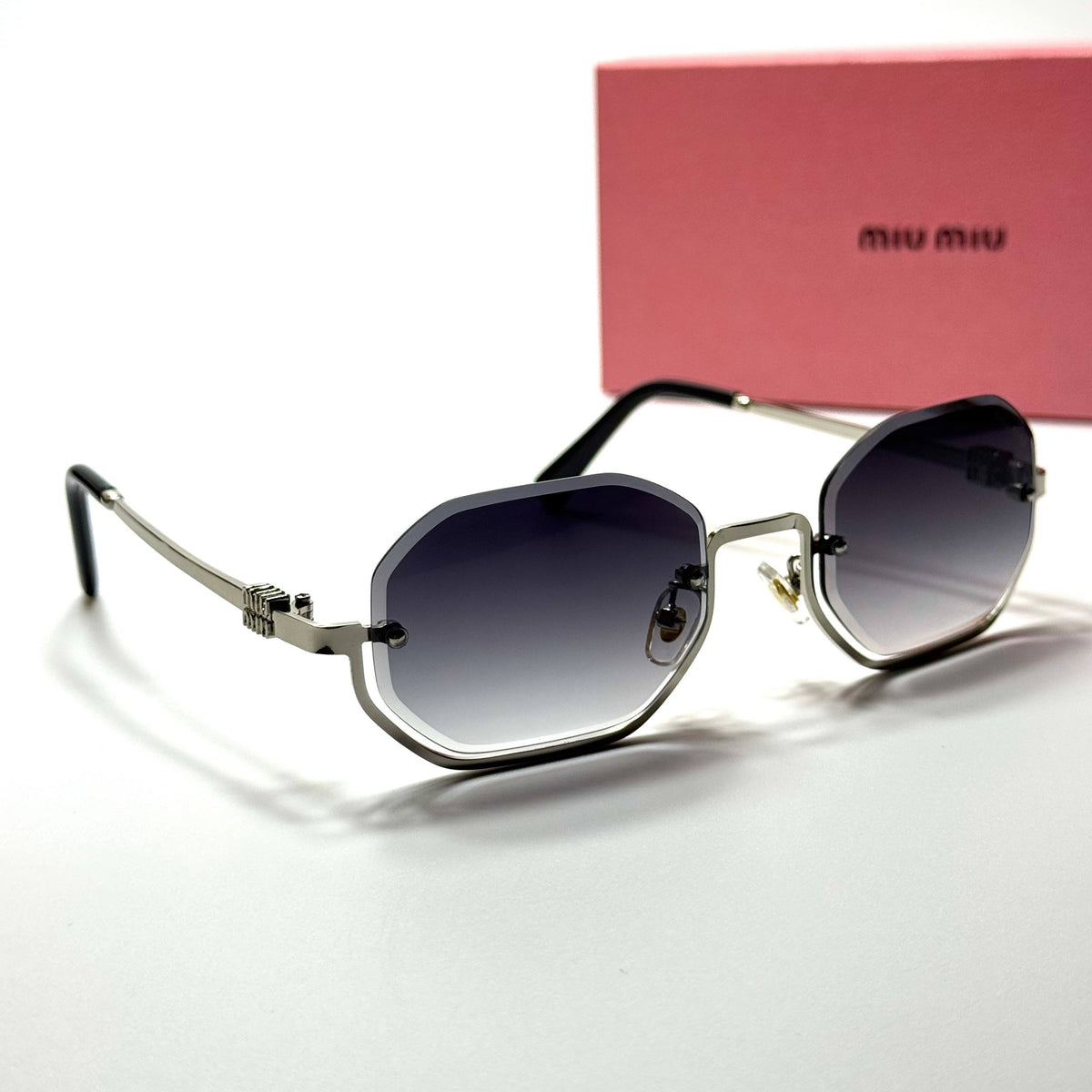Miu Miu Rimless Octagonal SMU71Z Silver Grey women's sunglasses Lebanon - ChronoVault - view 3