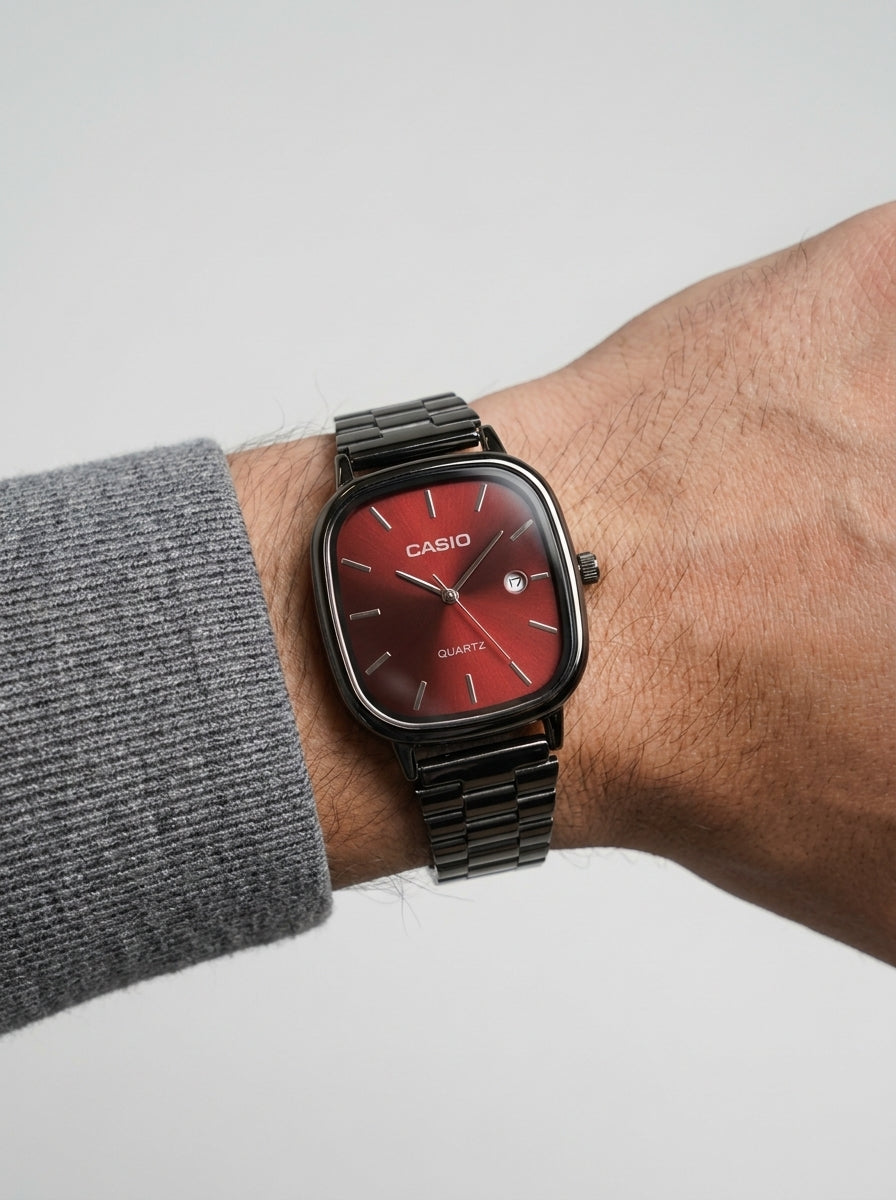 Casio Quartz — Red Men's Sport Watch worn on model wrist Lebanon - ChronoVault