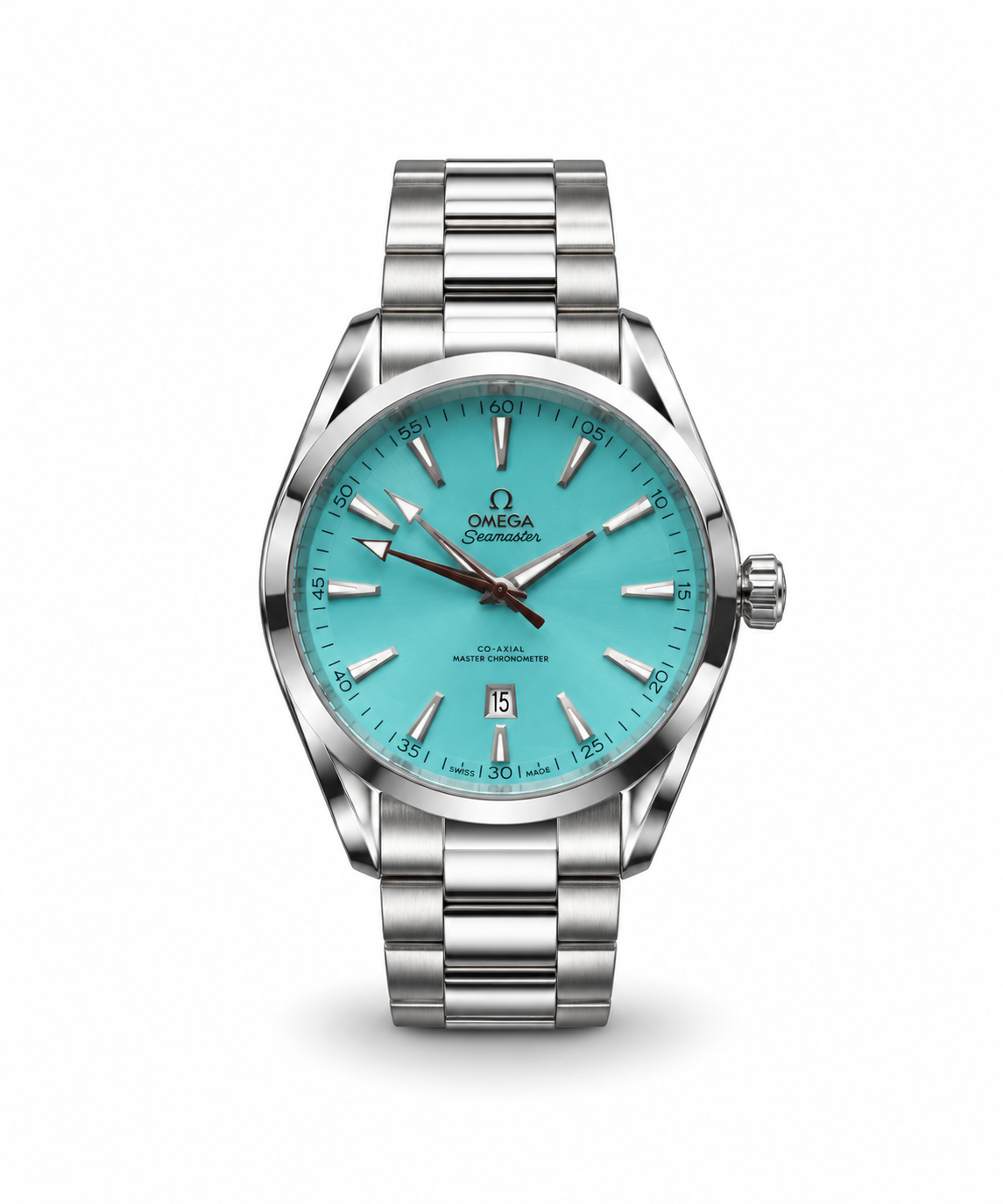 Omega Seamaster Aqua Terra men's watch Lebanon - polished steel case, turquoise dial, rose-gold hands, date window, steel bracelet