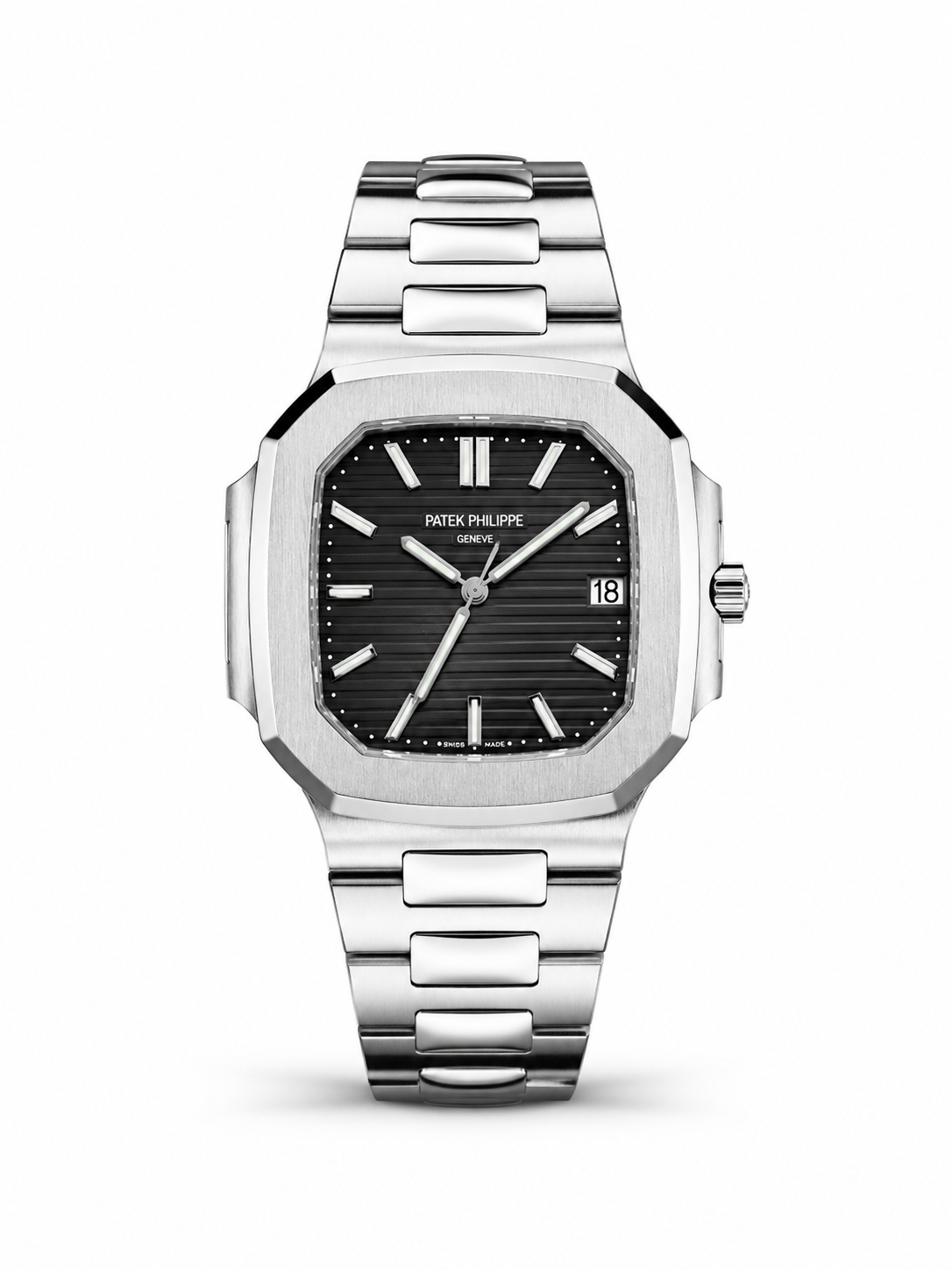 Patek Philippe Nautilus Silver Steel Black Dial Men's Watch Lebanon