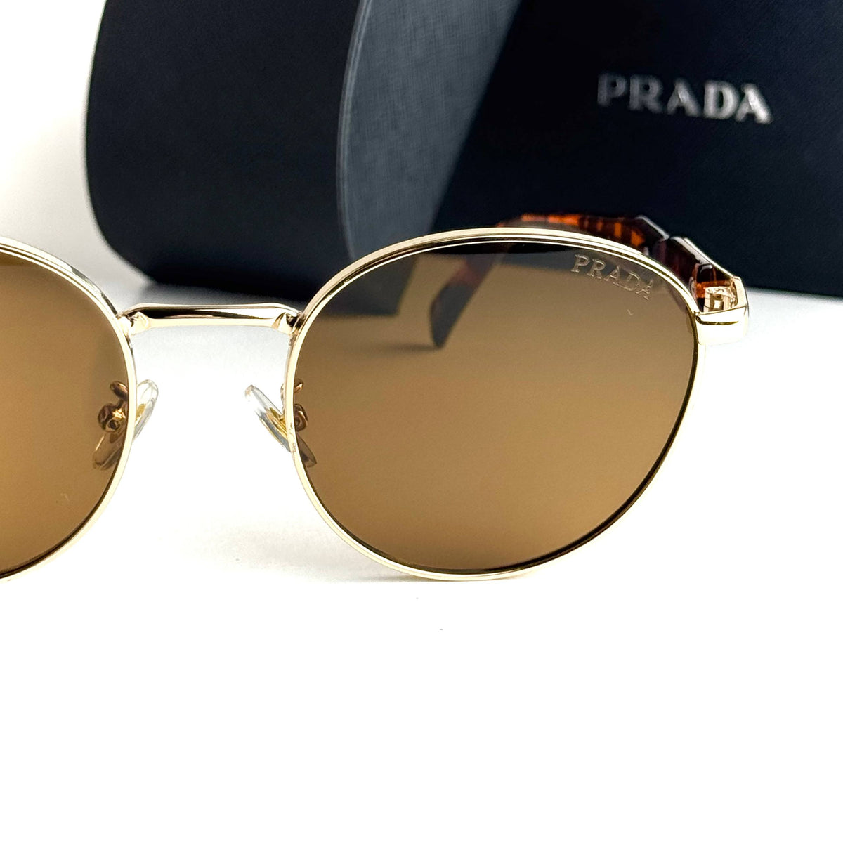 Prada Milano Round Gold Brown Sunglasses Front View Lebanon - ChronoVault - view 4