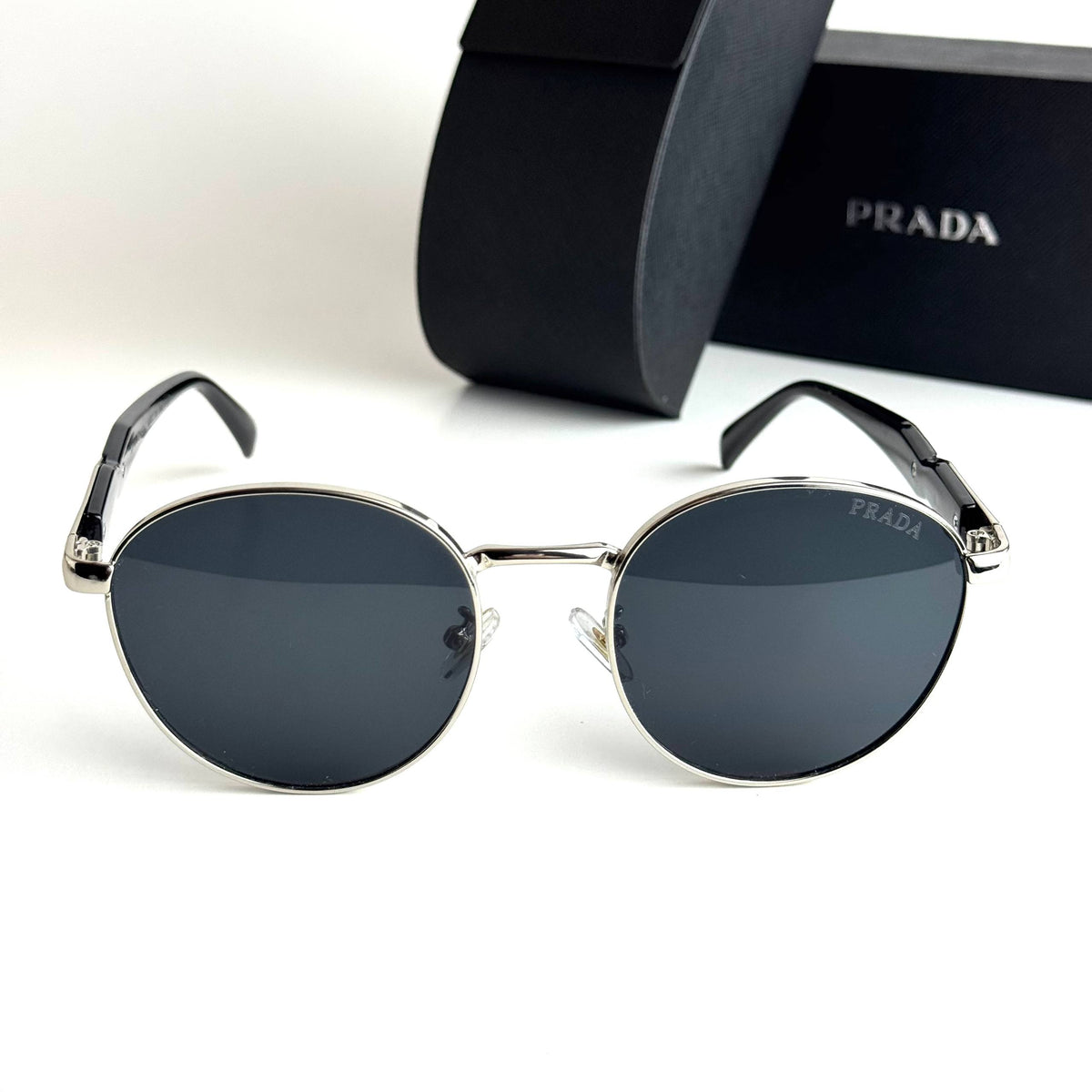 Prada Milano Round Silver Black Sunglasses Front View Lebanon - ChronoVault - view 4