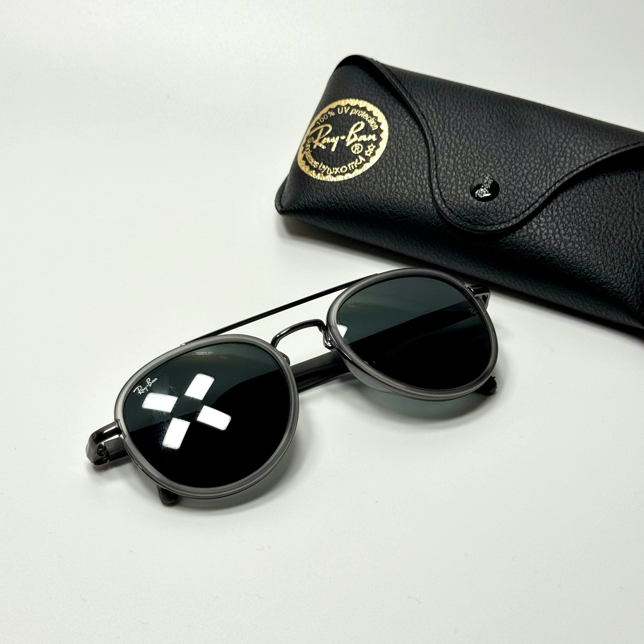 Ray-Ban Round Aviator RB3857 Grey Black women's sunglasses Lebanon - ChronoVault - view 2