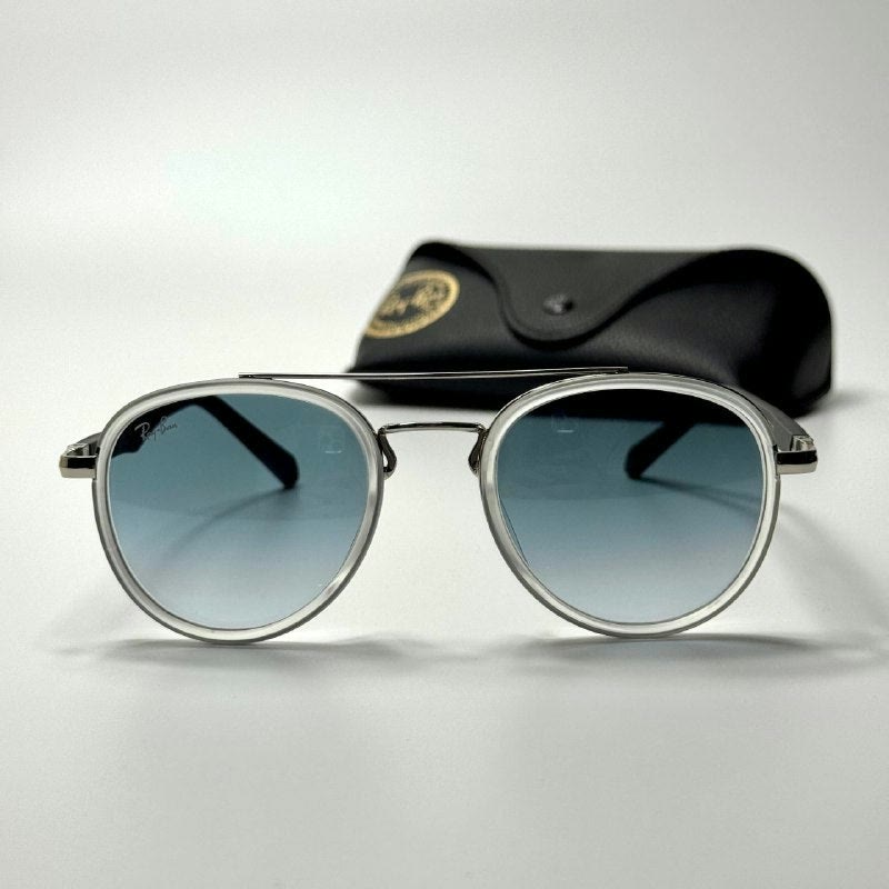 Ray-Ban Round Aviator RB3857 White Blue women's sunglasses Lebanon - ChronoVault - view 4