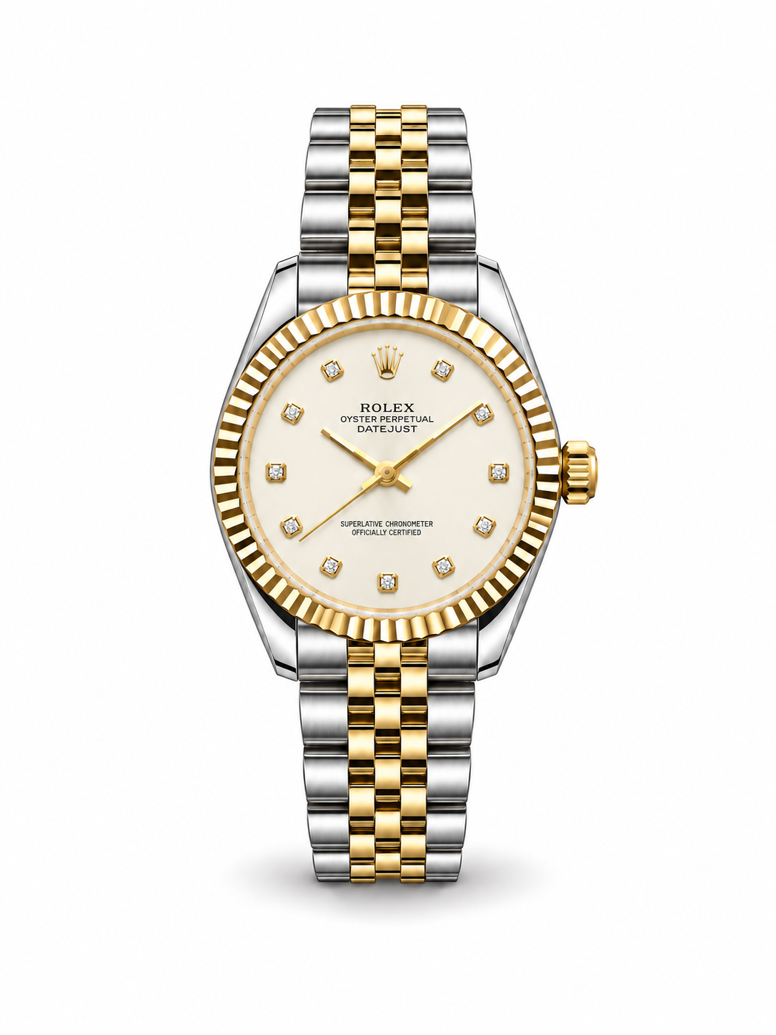 Rolex Datejust 34mm women's watch Lebanon - two-tone steel and gold case with fluted gold bezel, cream dial with diamond markers, two-tone Jubilee bracelet