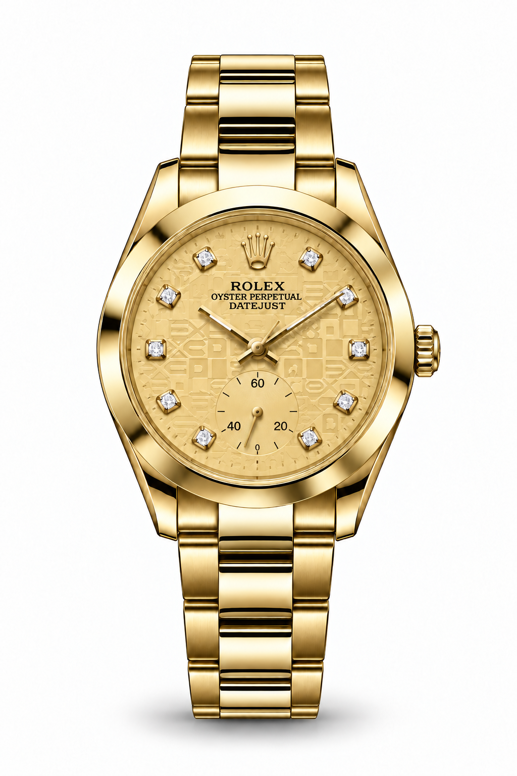 Rolex Datejust 34mm women's watch Lebanon - yellow gold case with smooth bezel, gold logo-motif dial with diamond markers, gold Oyster bracelet