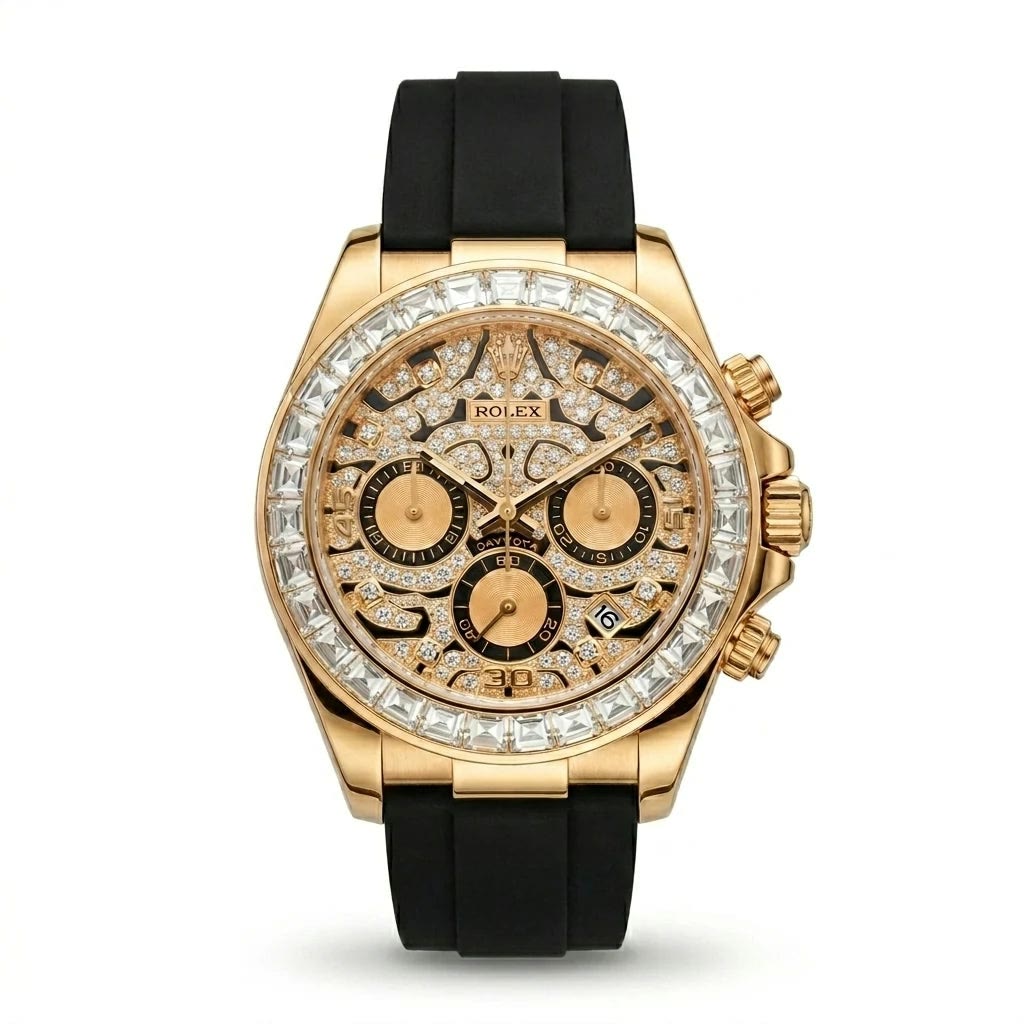 Rolex Cosmograph Daytona Eye of the Tiger Gold Diamond Dial Men Watch Front View Lebanon - ChronoVault