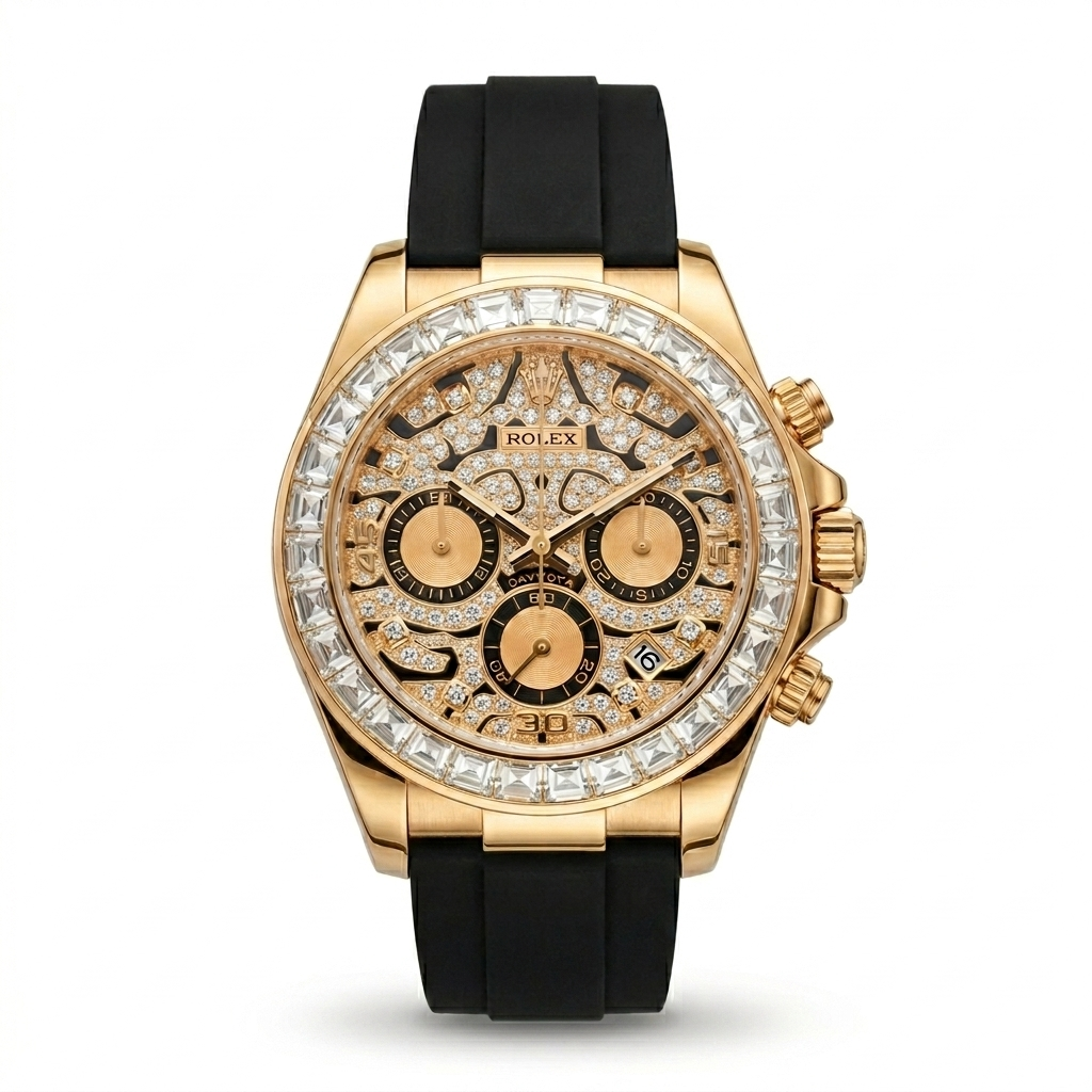 Rolex Cosmograph Daytona Eye of the Tiger Gold Diamond Dial Men Watch Front View Lebanon - ChronoVault