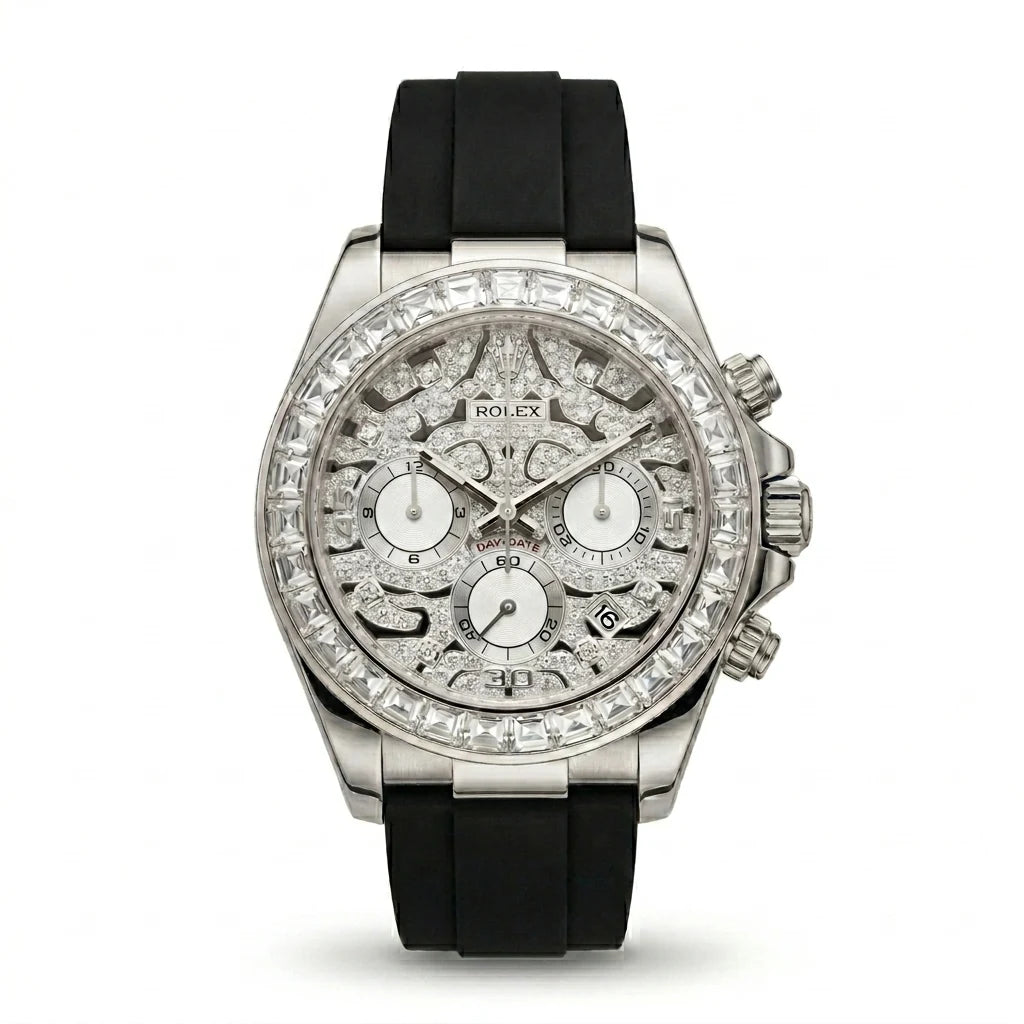 Rolex Cosmograph Daytona Eye of the Tiger Silver Diamond Dial Men Watch Front View Lebanon - ChronoVault