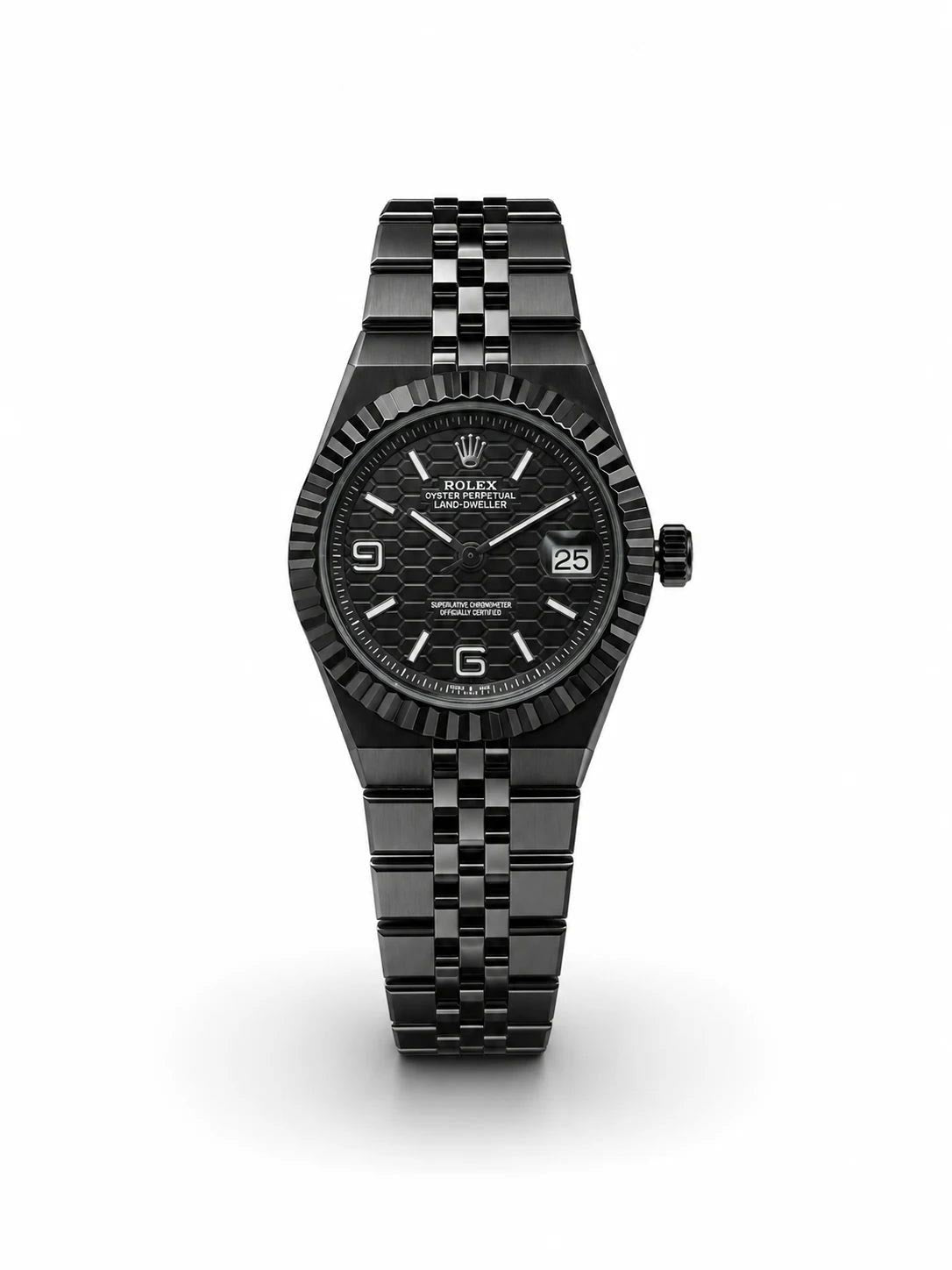 Rolex Oyster Perpetual Land-Dweller 34mm Full Black Dial Women Watch Front View Lebanon - ChronoVault