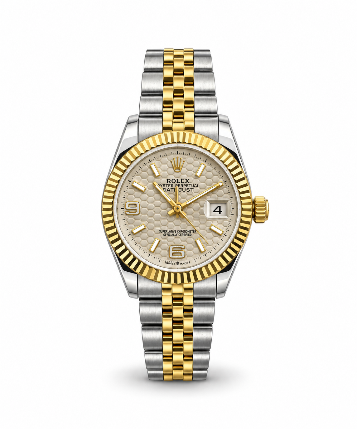 Rolex Land-Dweller 40mm men's watch Lebanon - two-tone steel and gold jubilee bracelet, creamy white honeycomb dial with gold markers, gold fluted bezel