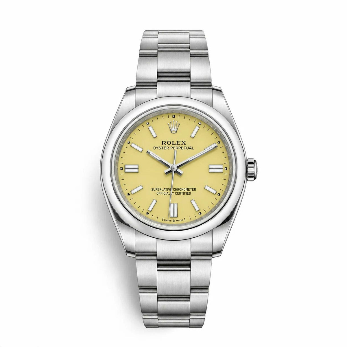 Rolex Oyster Perpetual Steel Yellow Dial Men's Watch