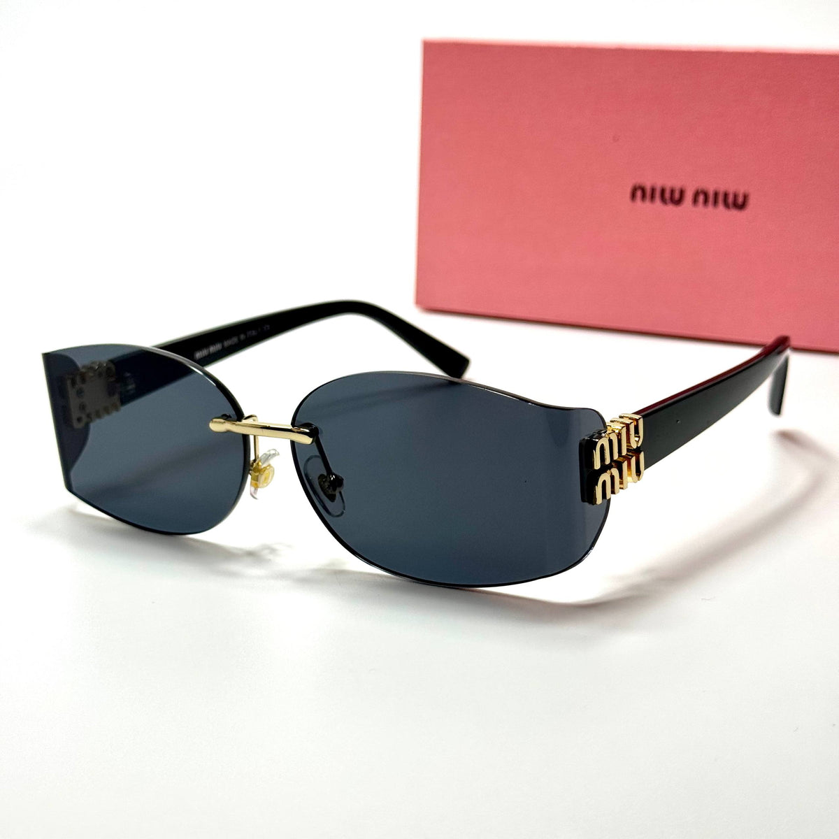 Miu Miu Rimless Rectangular SMU 04ZS – Black Logo women's sunglasses Lebanon - ChronoVault