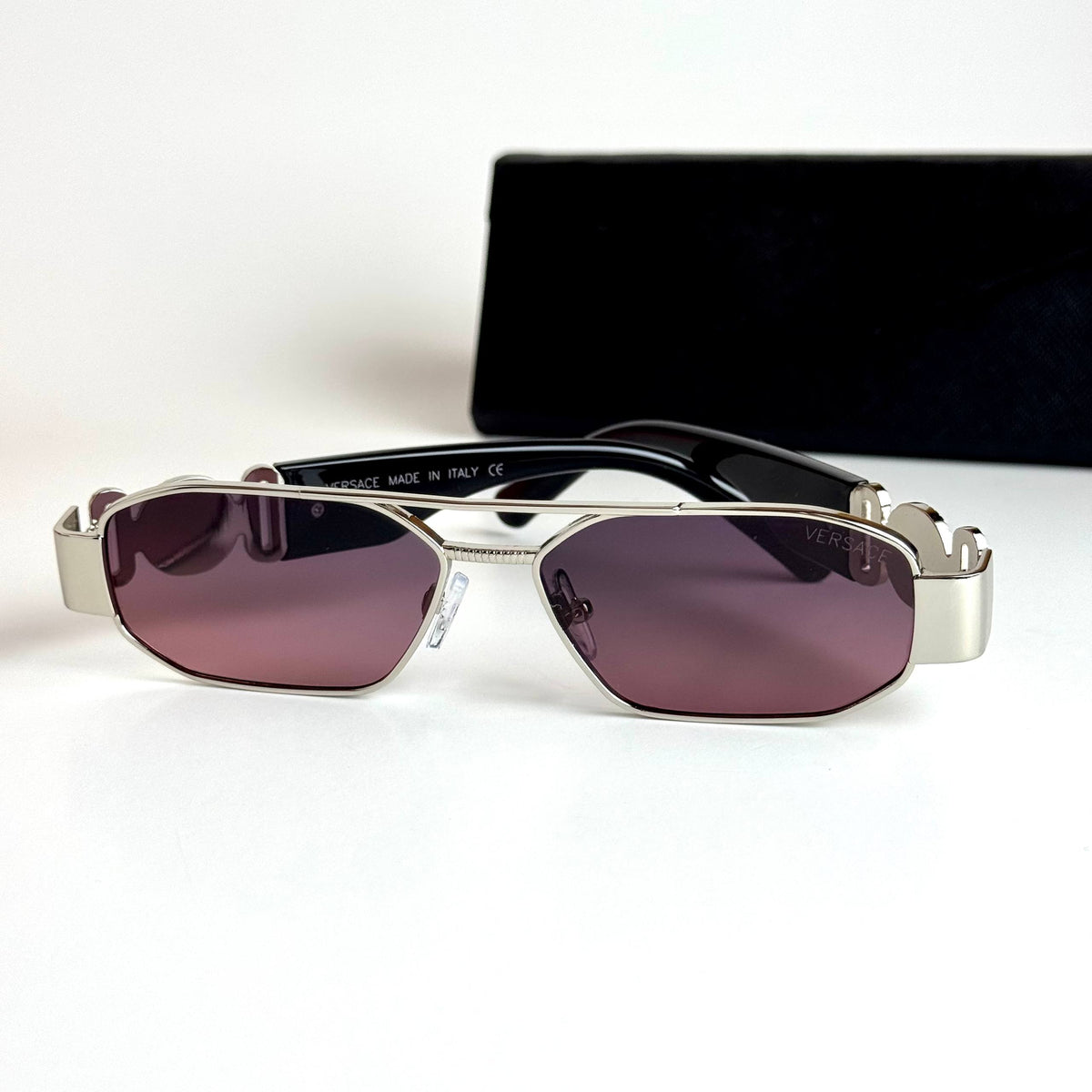Versace Rectangular VE2267 Silver Purple Sunglasses Front View Lebanon - ChronoVault - view 4